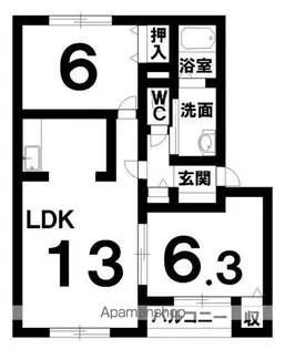 ロイウッド ウエスト【1階】の間取り