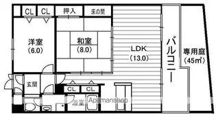 ニューハイツ花水木【1階】の間取り