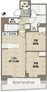 HARUMI FLAG SUN VILLAGE B棟【11階】の間取り