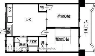 サニーフラット久米【5階】の間取り