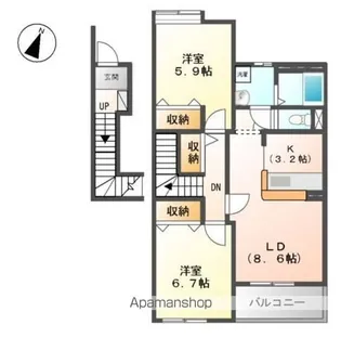アシューレ【203号室】の間取り