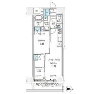 フロンティアレジデンス錦糸公園【6階】の間取り