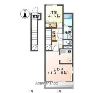 ソレイユ元山町Ⅰ・Ⅱ【2階】の間取り