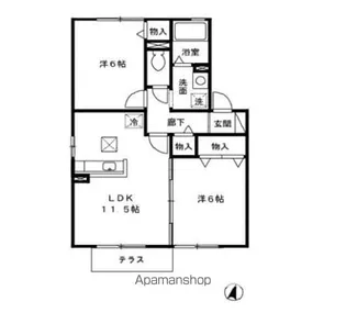クレセント【II105号室】の間取り