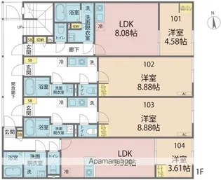 カインドネス西武柳沢北【104号室号室】の間取り