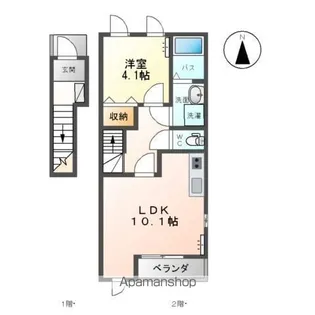 プレジールB【201号室】の間取り