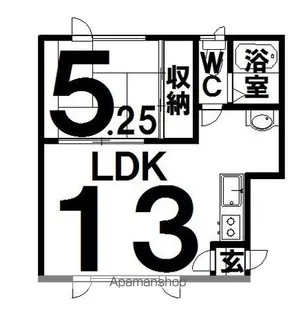 1LDKの間取り画像