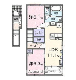 ウエスト A【2階】の間取り