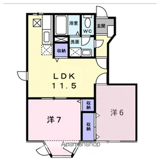 プラダハイツB【1階】の間取り