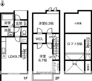 茨城県水戸市笠原町【テラスハウス】の間取り