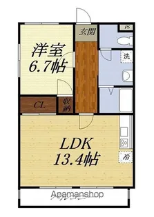 遠鉄ハイツ西ヶ崎G【1階】の間取り