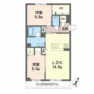 シャーメゾン ブロート【2階】の間取り