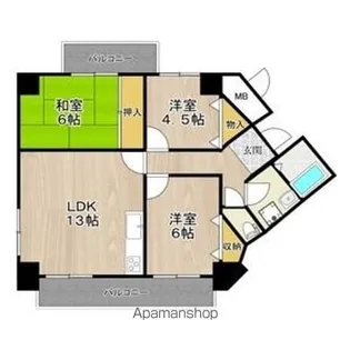 グランブルー宿屋町【203号室】の間取り