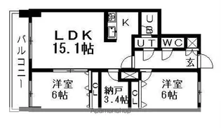 アトランティス新札幌(旧リアライズ新札幌)【102号室】の間取り