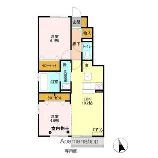 グランベール B【1階】の間取り