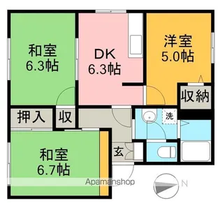 東代ハイツ A棟【1階】の間取り