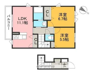 シャーメゾン クレスト【2階】の間取り