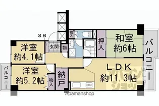 ユニライフ宇治 C棟【507号室】の間取り