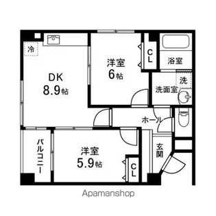 セレクト泉中央Ⅱ【203号室】の間取り