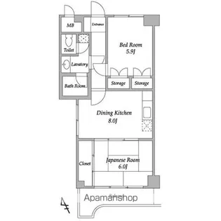 ベルエア調布【6階】の間取り