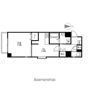 1DKの間取り画像