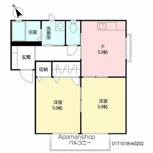 メゾンフリージア【2階】の間取り