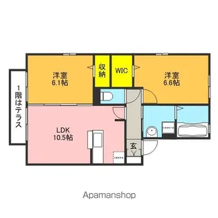 ヴューテラス B【1階】の間取り