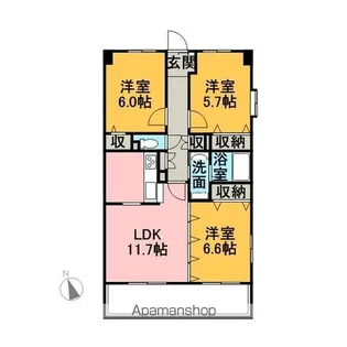 ブランドゥース【207号室】の間取り