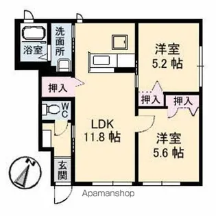 サニーベイル 1番館【1階】の間取り