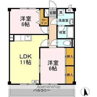 明日香マンション【3階】の間取り