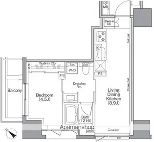 ザ・パークハビオSOHO横浜関内【13階】の間取り