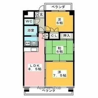ラ・ミノール【6階】の間取り