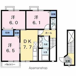 ハッピースクエアー Ⅱ【2階】の間取り