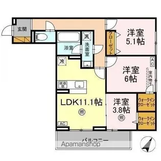 グランディール柏の葉【3階】の間取り