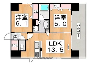 プレサンス四天王寺(シテンノウジ)【1201号室】の間取り