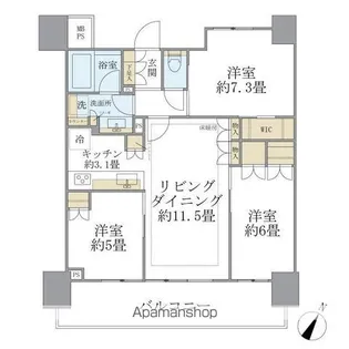 BRILLIATOWER横浜東神奈川【17階】の間取り