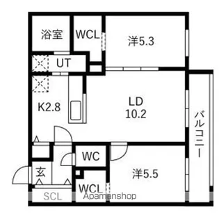 ALPHA GARDEN新札幌【406号室】の間取り