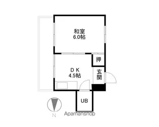 赤門サンライフマンション【6階】の間取り