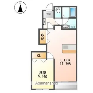 リバーウッドまつ【101号室】の間取り