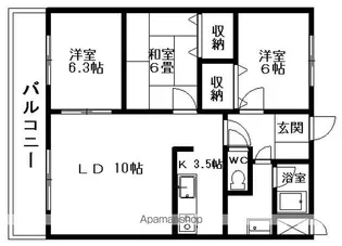 まるせん第二ハイム【302号室】の間取り