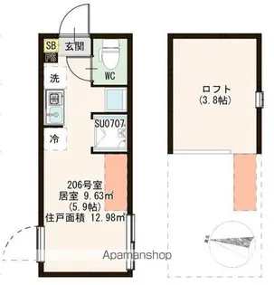 ハーモニーテラス江古田NORTH【206号室号室】の間取り