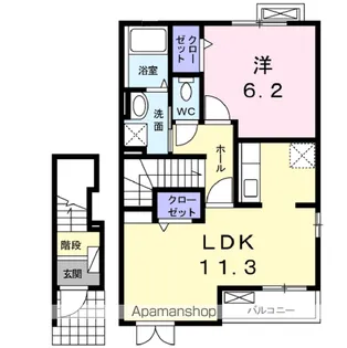 1LDKの間取り画像