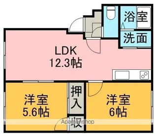高砂駅前ハイツベレー【405号室】の間取り