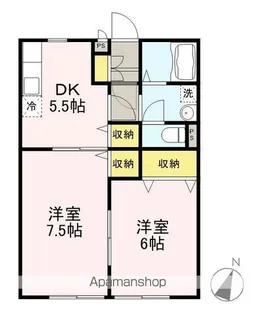 コンフォート柏原B棟【102号室】の間取り