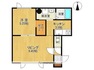 ウィステリアⅠ【ⅠB号室】の間取り