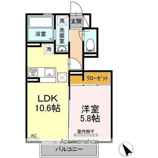 マハロ【106号室】の間取り