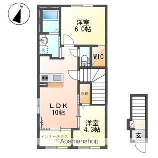 仮)つくばみらい市小絹アパート【2階】の間取り