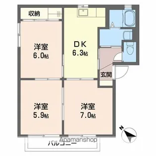 サンパティーク ロジュマン Ⅱ【2階】の間取り
