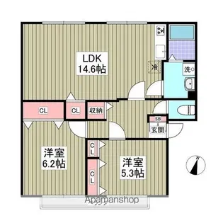パークハイツA【2階】の間取り