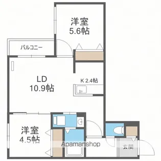 ブランシャール北3条通【4階】の間取り